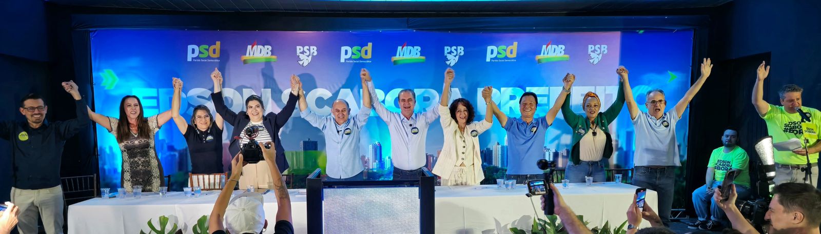 Convenção oficializa candidatura de Edson Scabora como prefeito de Maringá e Ana Nerry como vice