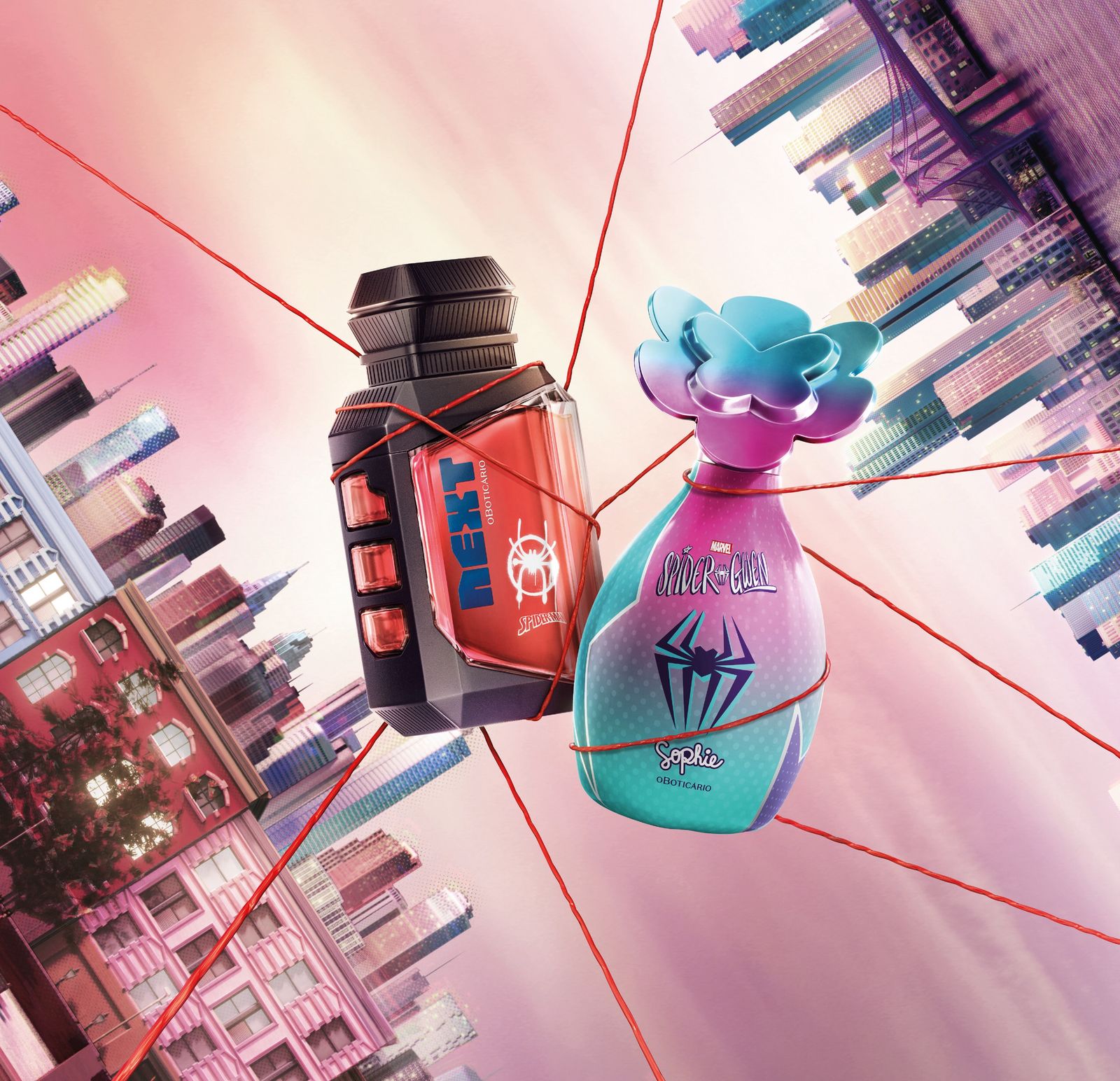 O Boticário lança linhas de Next e Sophie inspiradas no Homem-Aranha Miles Morales e Gwen Stacy para o Dia das Crianças