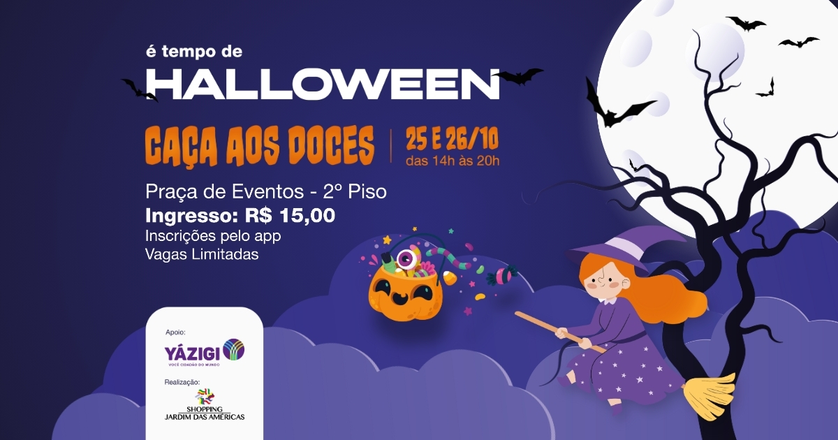 Shopping Jardim das Américas promove Caça aos Doces de Halloween em parceria com o Yázigi