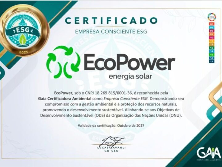 EcoPower é reconhecida com certificado ESG