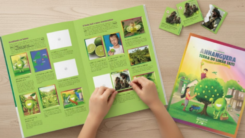 Álbum de figurinhas ensina história do Limão Taiti em Anhanguera-GO