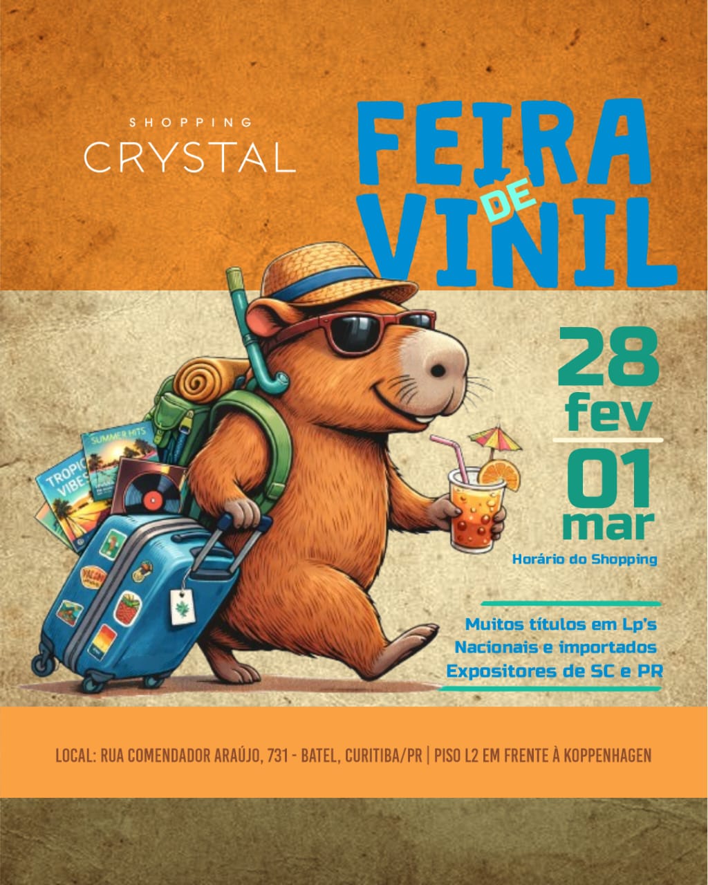 Feira de Vinil retorna ao Shopping Crystal com mais de 7 mil LPs à venda e edição especial nos dias 28 de fevereiro e 1º de março