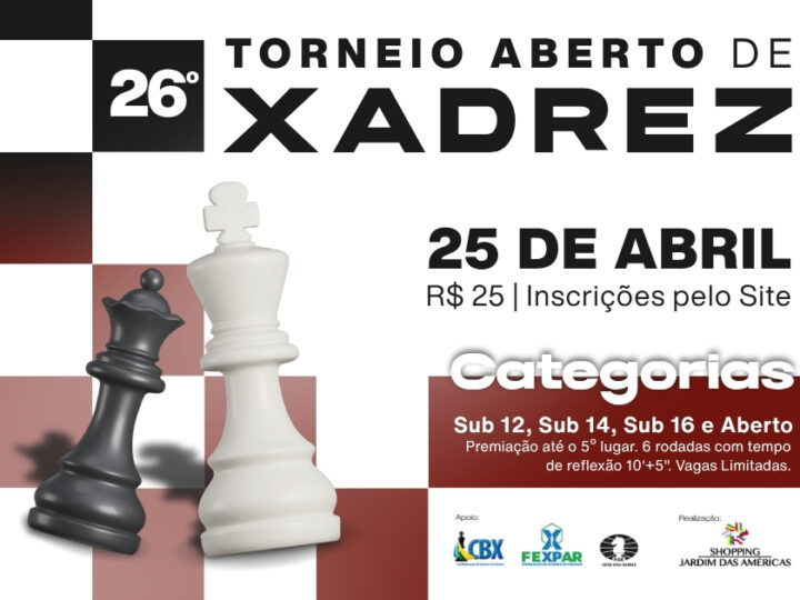 Shopping Jardim das Américas recebe em abril o 26º Torneio de Xadrez