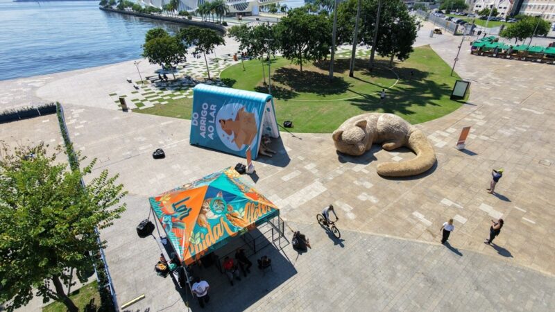 Intervenção com esculturas gigantes transforma a Praça Mauá