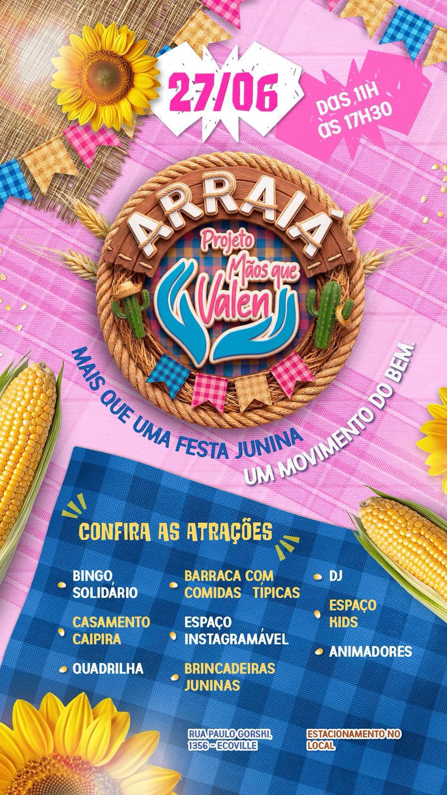 Arraiá beneficente une tradição junina, gastronomia e solidariedade em Curitiba