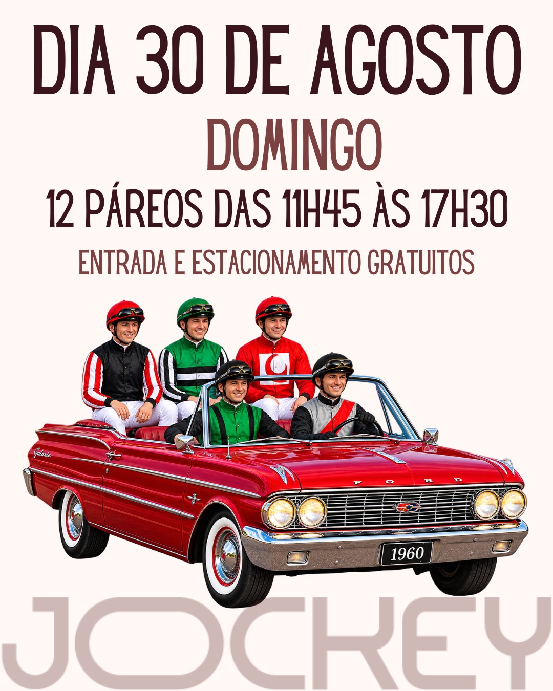 Jockey Club terá corridas e exposição de veículos antigos neste domingo em Curitiba 